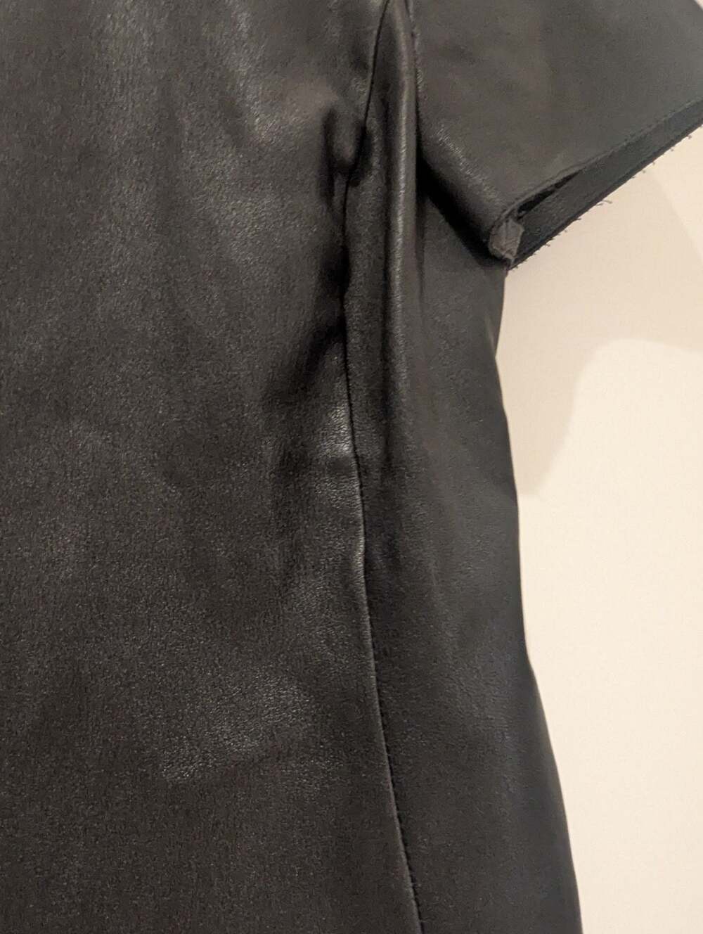 Celine Phoebe Philo Lambskin Leather Short Sleeve Top Size 36 - Picture 9 of 12